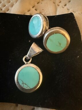 Taxco Mexico 925 Sterling Silver Turquoise Set